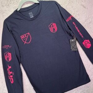NWT Stadium Essentials Mens T-Shirt Sz M Navy Blue St. Louis City SC Long Sleeve